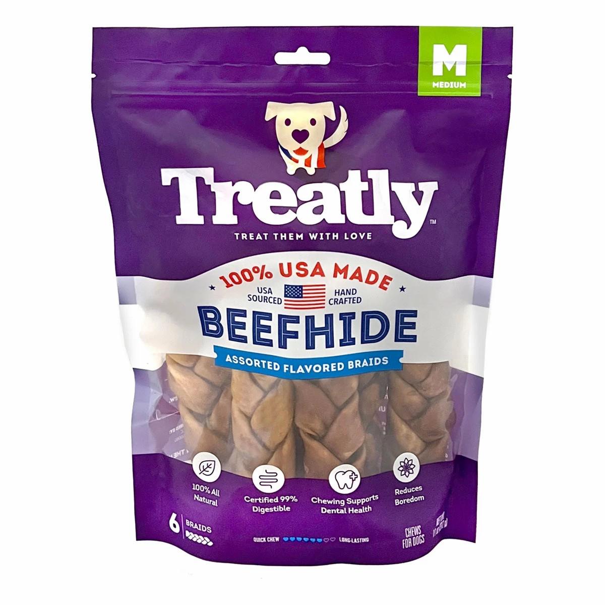 Beefhide Assorted Braids 6 Pack Dog Treats