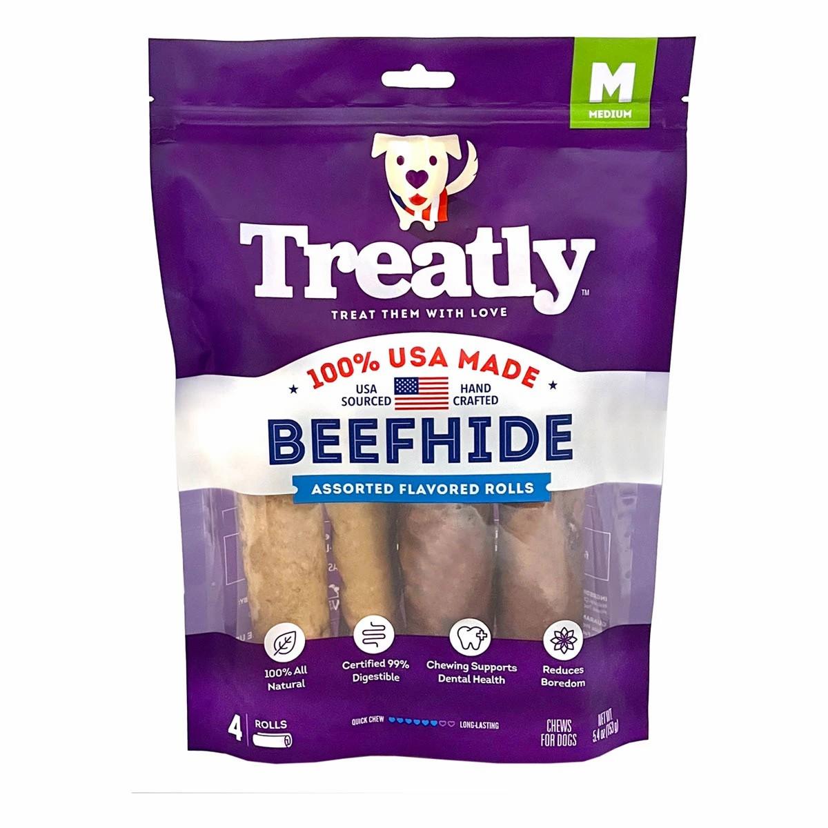 Beefhide Assorted Rolls 4 Pack Dog Treats