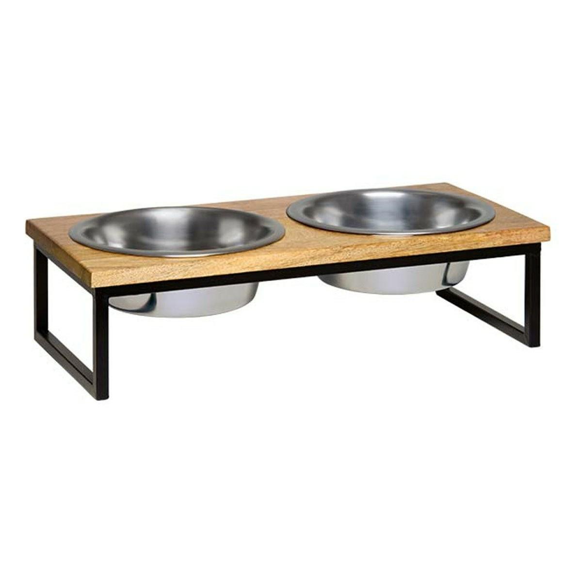 Natural Wood Top Diner Bowls & Feeders