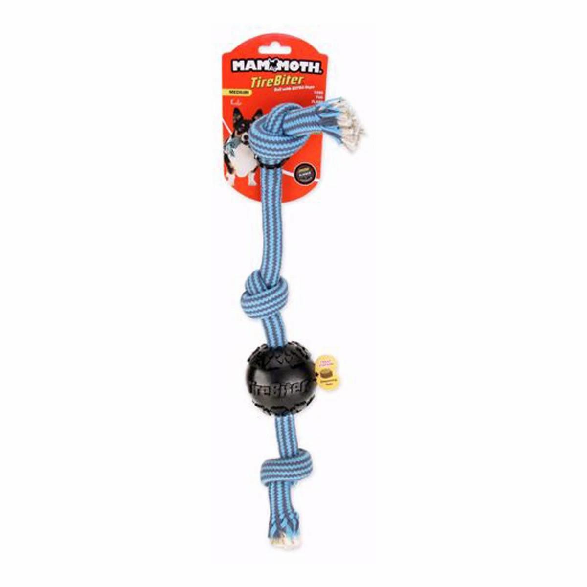 Tirebiter Ball 3 Knot Dog Toy Dog Rope & Tug Toys